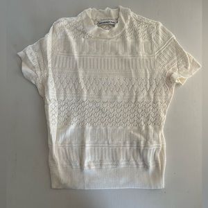 Abercrombie & Fitch Pointelle Sweater Tee cream
